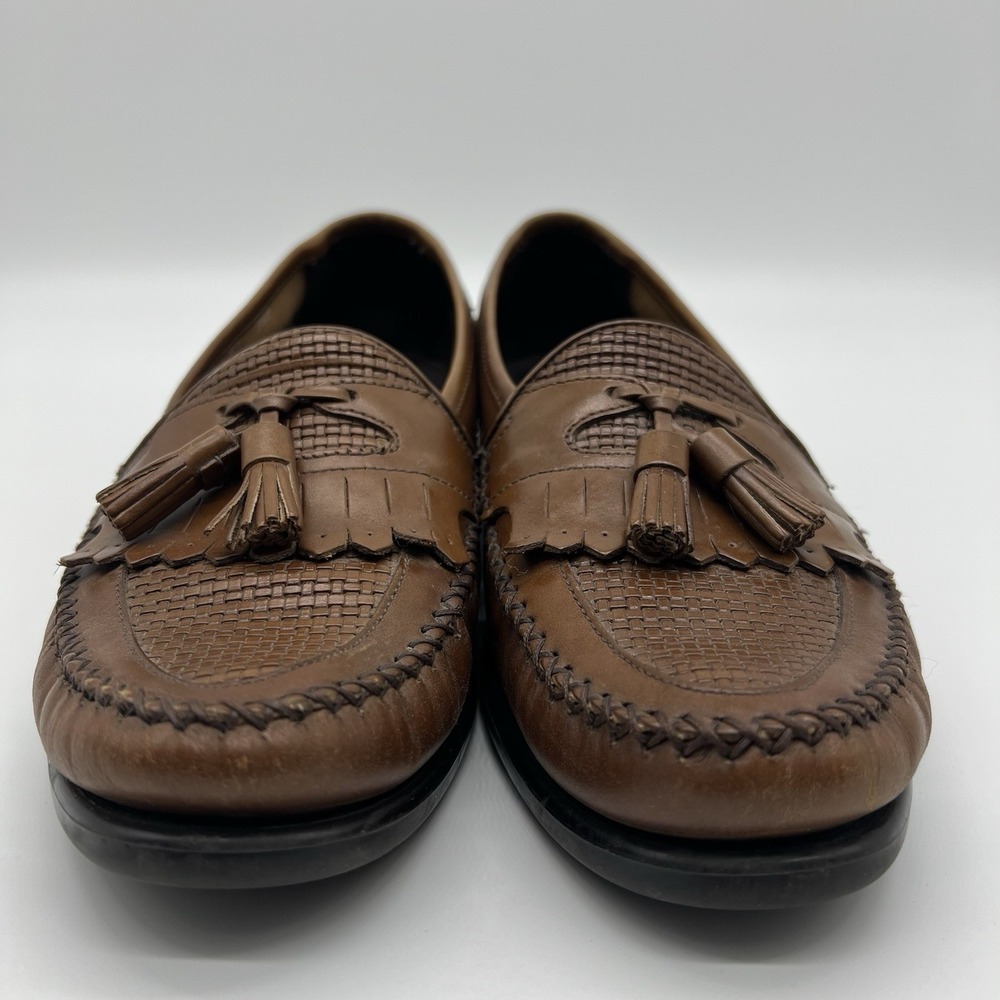 Hush Puppies Men's Loafers Brown Leather Tassel Kiltie Apron Toe Slip On 9.5M - Picture 2 of 16